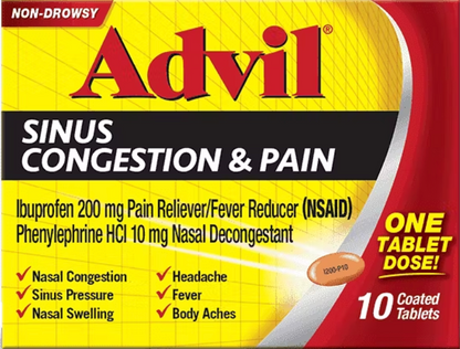 Advil Sinus Congestion & Pain, 10 tablets