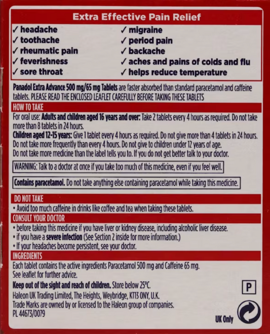 Panadol Extra + Caffeine, 24 caplets