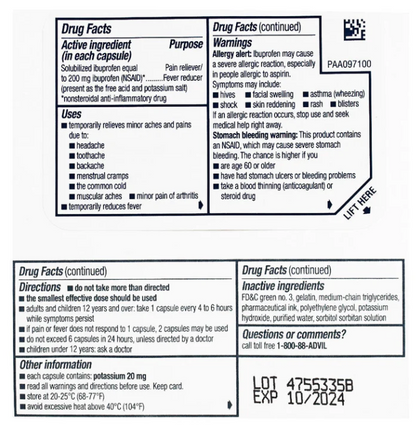 Advil Liqui-Gels Minis, 20 capsules